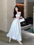 Vintage A Line Square Neckline White Satin Evening Dress Prom Dresses HZ1024