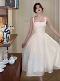 Simple A line Spaghetti Straps White Sleeveless Prom Dresses Birthday Party Dress HZ1024