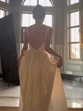 Vintage A Line Square Neckline White Sleeveless Satin Prom Dresses Birthday Party Dress HZ1024