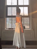 Vintage A Line Square Neckline White Sleeveless Satin Prom Dresses Birthday Party Dress HZ1024