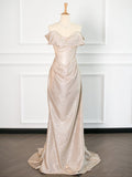 Pretty Mermaid Off The Shoulder Sequin Long Prom Dresses Party Evening Dress HZ1024