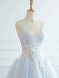 Pretty Ball Gown Spaghetti Straps Tulle Long Prom Dresses Party Gown Evening Dress HZ1024