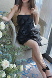 Spaghetti Straps Sleeveless Ruffles Tulle Sheath Chiffon Homecoming Dress HZ1024