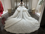 Vintage Ball Gown Off The Shoulder Satin Tulle Applique With Veil Long Wedding Dresses HZ1024