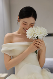 Pretty Ball Gown Off The Shoulder Tulle With Veil Long Wedding Dresses HZ1024
