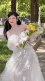 Pretty A Line Off The Shoulder Tulle Applique Long Sleeves Long Wedding Dresses HZ1024