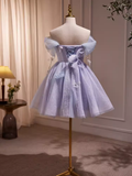 Cute Ball Gown Off The Shoulder Lilac Party Dress Homecoming Dresses HZ1024
