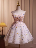 Elegant Ball Gown Strapless Sequin Party Dress Pink Homecoming Dresses HZ1024