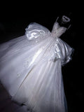 Timeless Ball Gown Spaghetti Straps Satin Tulle Sequin Beads Long Wedding Dresses HZ1024