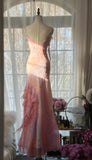 Special Mermaid Spaghetti Straps Chiffon Printed Beads Long Prom Dresses Formal Dress HZ1024