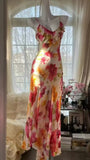 Sexy Mermaid Spaghetti Straps Chiffon Printed Flowers Beads Long Prom Dresses Formal Dress HZ1024