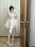 Pretty A Line Sapghetti Straps Lace With Bow Short Homecoming Dress 18th Birthday Outfits HZ1024