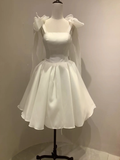 Elegant A Line Spaghetti Straps Satin Short Homecoming Dress 18th Birthday Outfits HZ1024