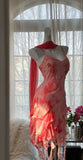 Gorgeous Mermaid Spaghetti Straps Chiffon Sequin Ruffles Short Homecoming Dress 18th Birthday Outfits HZ1024