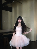 Princess 18th Pink Ball Gown Strapless Tulle Short Homecoming Dress Birthday Outfits HZ1024