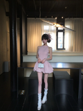 Sweet 17th Pink A Line Halter Satin Short Homecoming Dress Birthday Outfits HZ1024