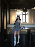 Gray 17th Ball Gown Strapless Satin Short Homecoming Dress Birthday Outfits HZ1024