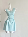 Chic 18th A Line U Neck Satin Short Homecoming Dress Birthday Outfits HZ1024