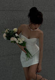 Classy Mermaid Strapless Satin Short Homecoming Dress 19th Birthday Outfits HZ1024