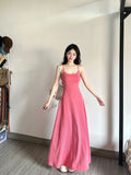 Pretty A Line Spaghetti Straps Pink Satin Long Prom Dresses Formal Dress HZ1024