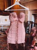 Cute A Line Strapless Short Birthday Dress Pink Homecoming Dresses HZ1024