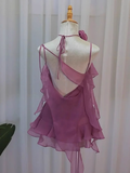 Simple A line Spaghetti Straps Backless Birthday Dress Chiffon Homecoming Dresses HZ1024