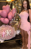 Pretty Mermaid Strapless Chiffon Short Homecoming Dress 19th Birthday Outfits HZ1024