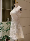 Simple A line Short Birthday Dress Lace White Homecoming Dresses HZ1024