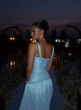 Sexy A Line V Neck Satin Slit Long Prom Dresses Formal Dress HZ1024