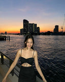 Chic Mermaid Black Spaghetti Straps Satin Long Prom Dresses Formal Dress HZ1024