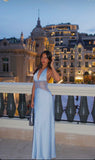 Pretty A Line Halter Satin Lace Long Prom Dresses Formal Dress HZ1024
