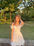 Pretty A Line Off The Shoulder Satin Short Homecoming Dress 18th Birthday Outfits HZ1024