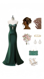 Modest Mermaid Sweetheart Dark Green Satin Slit Long Prom Dresses Formal Dress HZ1024