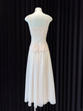 Pretty A Line Spaghetti Straps Satin Lace Long Prom Dresses Formal Dress HZ1024