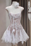 Spaghetti Straps A-Line Appliques Party Homecoming Dress HZ1024
