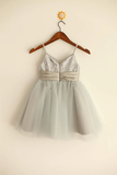 Pretty A Line Spaghetti Straps Tulle Sequin Flower Girl Dress HZ1024