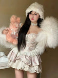 Cute Lace Ball Gown Homecoming Dresses Short Birthday Dress HZ1024
