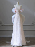 Luxury Senior Evening Dresses Bow Strapless Beading Off The Shoulder Shiny Sequin Prom Dress Party Dress HZ1024