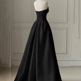 Strapless Satin Pearls Tulle Long Prom Dresses Party Dress HZ1024