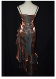 Vintage High Low Straps Ruffles Long Prom Dresses HZ1024