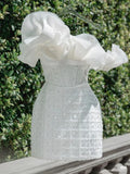 Elegant A line Strapless White Short Homecoming Dress 19th Birthday Outfits HZ1024