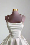 White Straps Lace-Up A-Line Short Party Dress Homecoming Dresses HZ1024