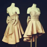 Spaghetti Straps Hi Low Homecoming Dresses with Bowknot HZ1024