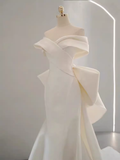 Fairytale Mermaid Off The Shoulder Short Sleeves White Long Wedding Dresses HZ1024