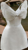 Modest A line Straps White Sequin Birthday Outfits Homecoming Dress HZ1024