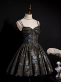 Sexy A line Straps Tulle Black Short Homecoming Dresses HZ1024