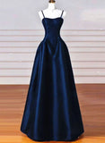 Sexy Wine Red A-Line Straps Satin Long Burgundy Prom Dresses HZ1024