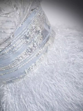 Sparkly A Line Off The Shoulder Silver Gray Feathers Long Prom Dress HZ1024