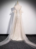 Mermaid High Neckline Sequin Long Prom Dress HZ1024