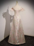 Sexy A Line Strapless Satin Pink Long Prom Dress HZ1024